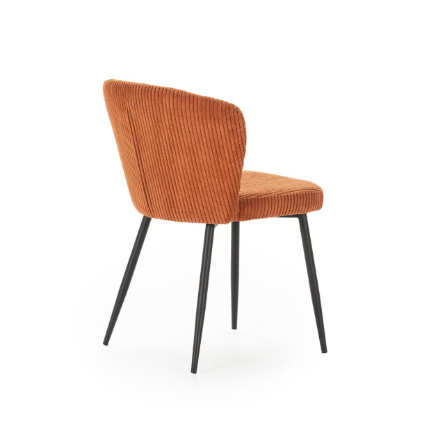 CaliCosy Set van 4 stoelen in geribbelde fluwelen stof met zwarte metalen poten l47 cm - 3078751 large