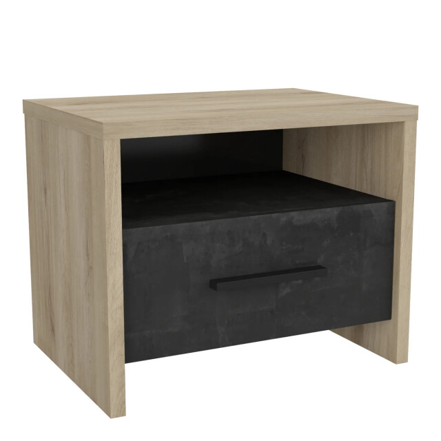 CaliCosy Nachtkastje 1 lade en 1 nis eiken en zwart decor l49,6 x h40 cm colorado 2929911 large
