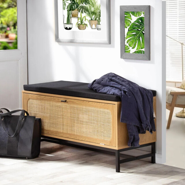 CaliCosy Schoenenbank en rotan voorkant l100 cm 2929991 large