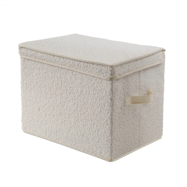 CaliCosy Hoge opbergdoos met deksel van bouclé-stof in écru h30 cm 3011524 large