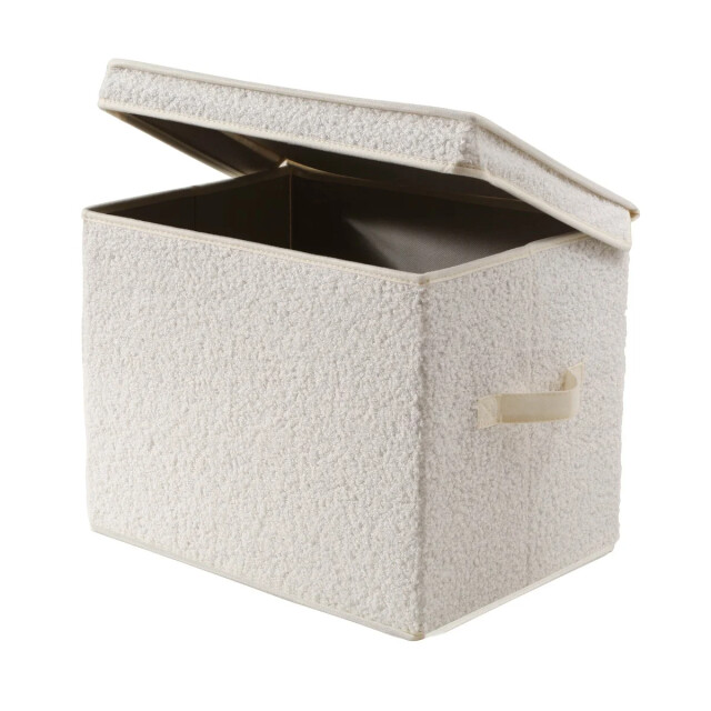 CaliCosy Hoge opbergdoos met deksel van bouclé-stof in écru h30 cm 3011524 large