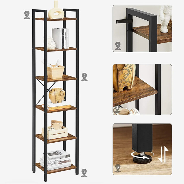 CaliCosy Rek 6 niveaus industrieel metaal en hout l40 x h187.5 cm 2930010 large