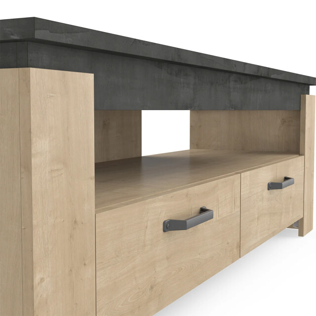 CaliCosy Tv-meubel 2 laden eiken en antracietgrijs decor austin l140 cm 2930070 large