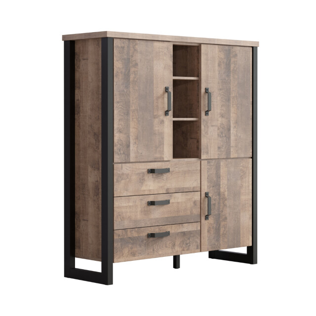 CaliCosy Groot hoog dressoir met 3 deuren, 3 lades en 3 open vakken l138 cm emile 3042321 large