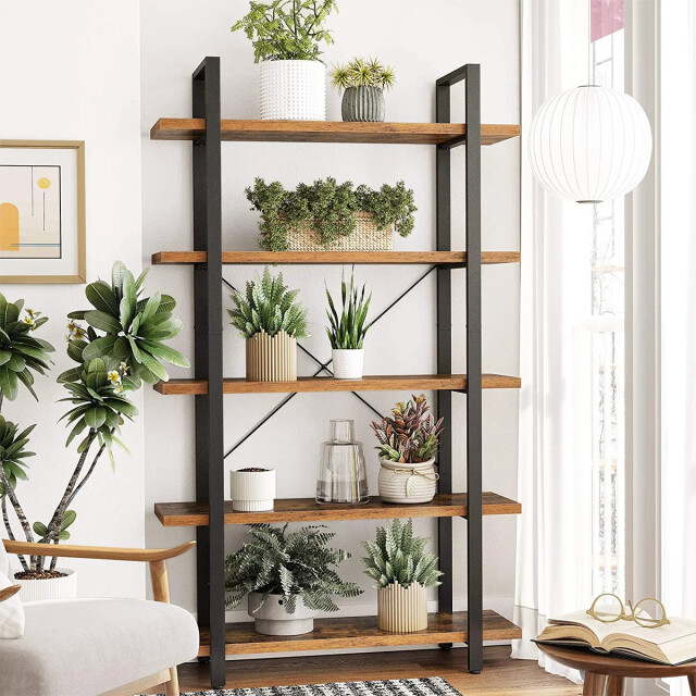 CaliCosy Boekenkast met 5 niveaus van metaal en houtlook l105 x 177,5 cm 2931930 large