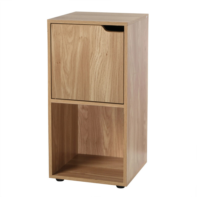CaliCosy Set van 2 nachtkastjes met 2 compartimenten, houtdecor, 1 deur 2929586 large