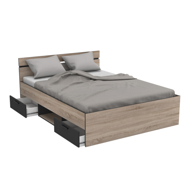 CaliCosy Lit 140x200 cm 2 tiroirs et 1 niche l204,3 cm michigan 3079645 large