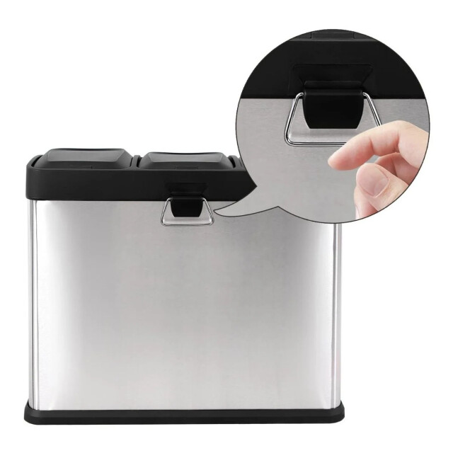 CaliCosy Afvalsorteerbak met 3 pedaalemmers van 45l in zilvergrijs 2929488 large