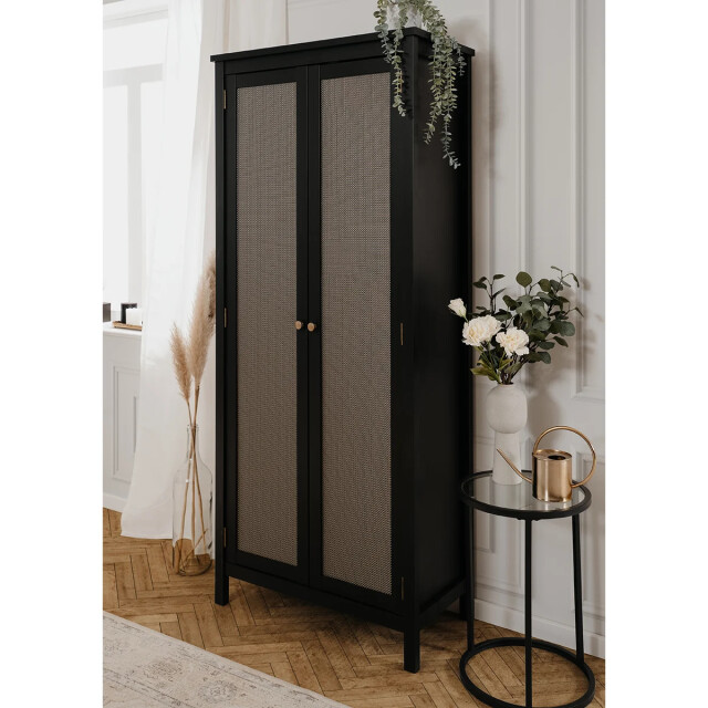 CaliCosy Kast 2 deuren zwart en metaal effect h187 cm krakow 2930156 large