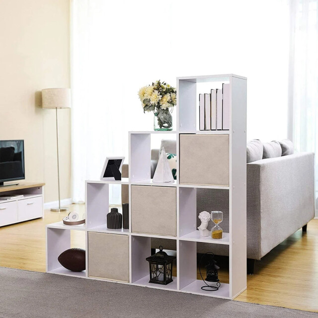 CaliCosy Boekenplank trap 10 compartimenten wit l129,5 cm 2929936 large