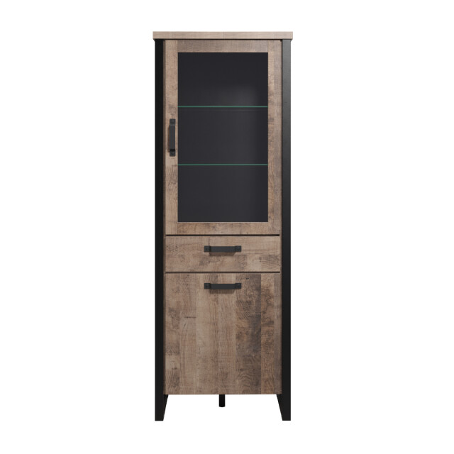 CaliCosy Vitrine met 2 deuren, waarvan 1 met gehard glas, en 1 lade l70 cm emile 3042318 large