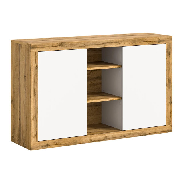 CaliCosy 2-deurs buffetkast met 3 nissen in wit en wotan eik l80 cm matrix 2951211 large