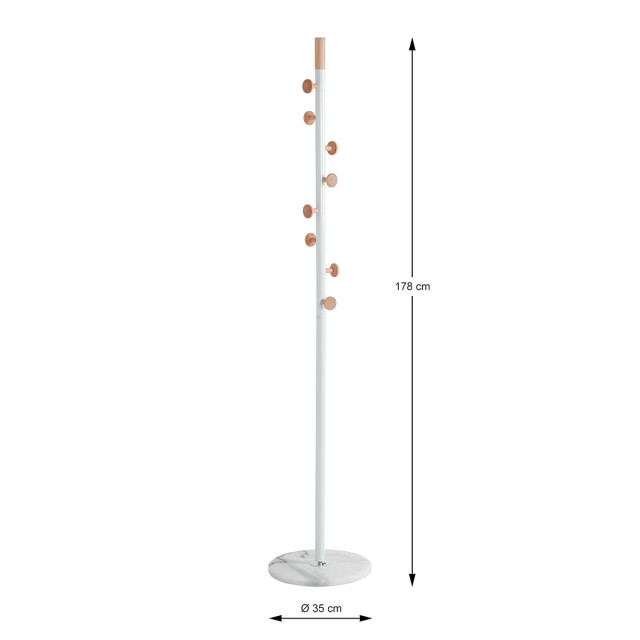 CaliCosy Kapstok van marmer, hout en wit metaal h178 cm 2951170 large