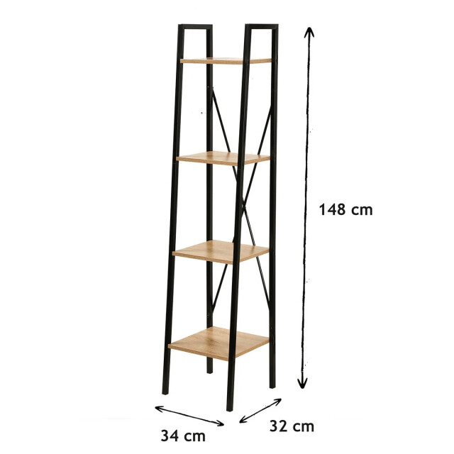 CaliCosy Boekenplank met 4 tiers industriële houtenlook en metaal meubels h148 cm - 2929334 large