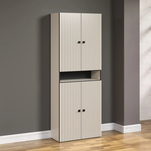 CaliCosy Dubbele geribbelde badkamerkolom met 4 deuren en 1 open vak l70 cm purebliss 3042526 large