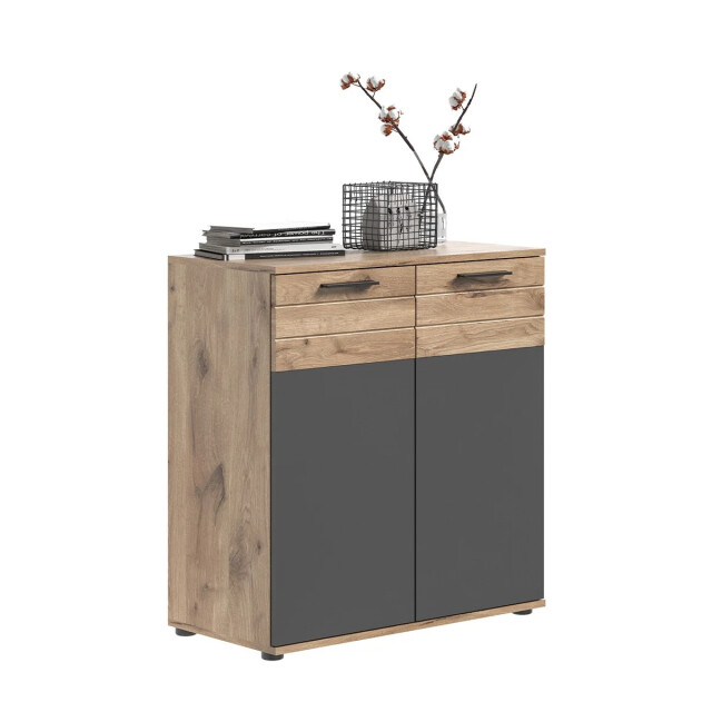 CaliCosy 2-deurs dressoir in antracietgrijs en nox eik l80 cm mason 2951208 large
