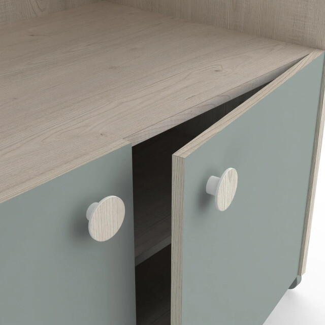 CaliCosy Scandinavische kast 4 deuren 1 nis, hout en groen decor l89 cm ilian 2931894 large