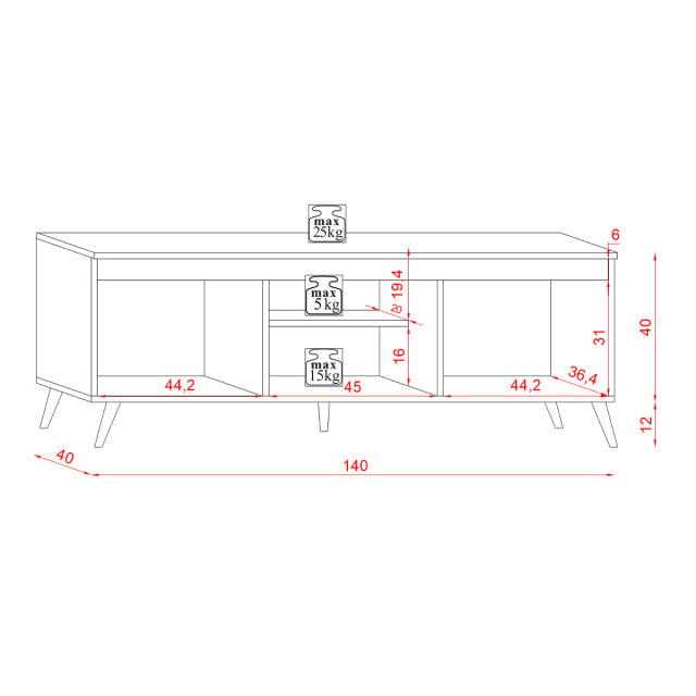 CaliCosy Tv-meubel met 3 deuren in houtkleur en witte kleur scandinavische stïjl- l140 2929954 large