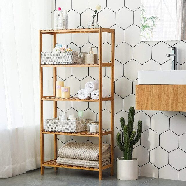 CaliCosy Bamboe boekenplank 5 niveaus met verstelbare hoogtes l60 cm 2929374 large