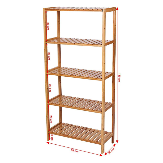 CaliCosy Bamboe boekenplank 5 niveaus met verstelbare hoogtes l60 cm 2929374 large