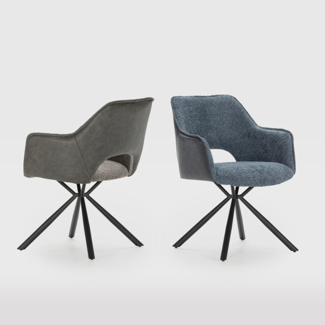 CaliCosy Set van 2 fauteuils in stof met zwarte metalen poten l62 cm mariel 3078807 large