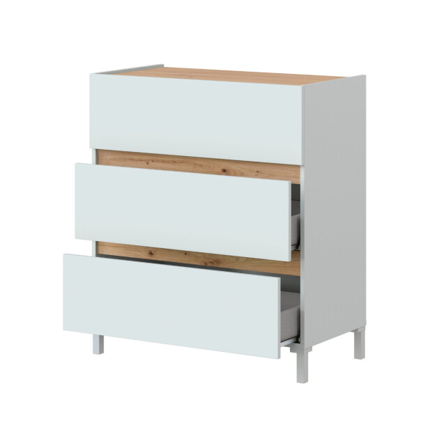 CaliCosy Commode 3 laden in eikenhout decor en wit l79 cm tempus 2991326 large
