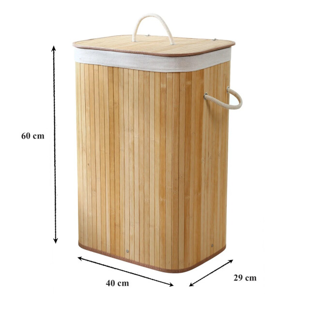 CaliCosy Rechthoekige bamboe wasmand 70l h60 cm 2976294 large