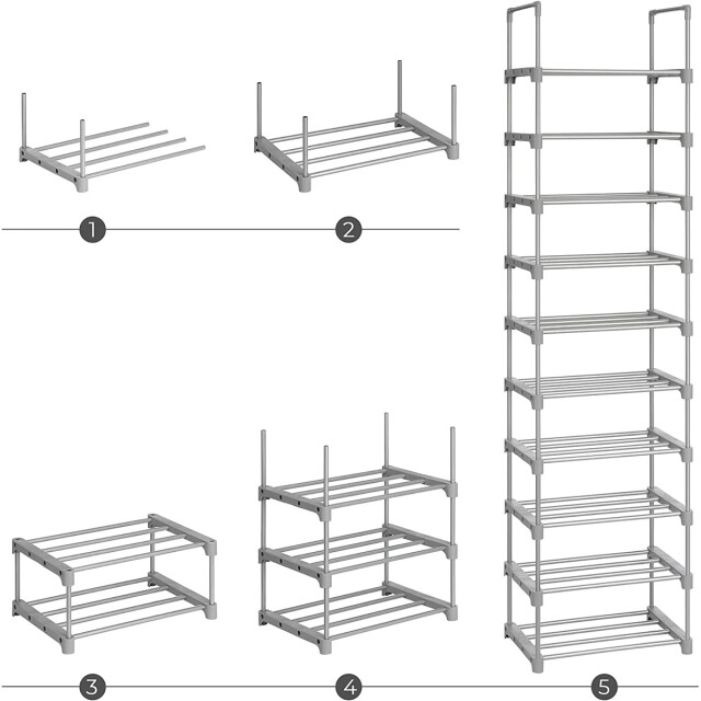 CaliCosy Schoenenrek van grijs ijzer met 10 aanpasbare niveaus l45 x h174 cm 2929404 large