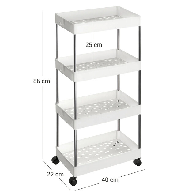 CaliCosy Serveerwagen op wielen 4 niveaus wit l40 x h86 cm 2929412 large