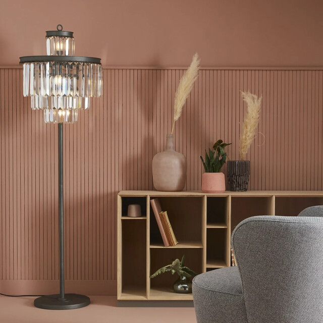 Signature Fulgurant grijze glazen metalen vloerlamp 2929732 large