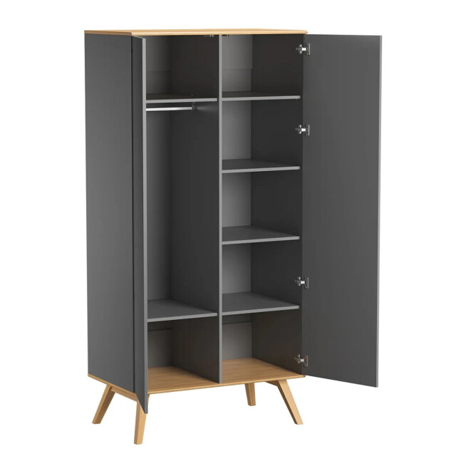 CaliCosy Kast met 2 deuren, kledingstang en 8 planken l100 x h207cm nature 2937588 large