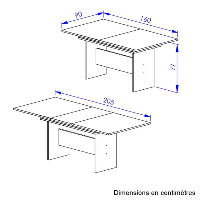 CaliCosy Rechthoekige tafel 1 verlengstuk esteban l160/205 cm 2930012 large