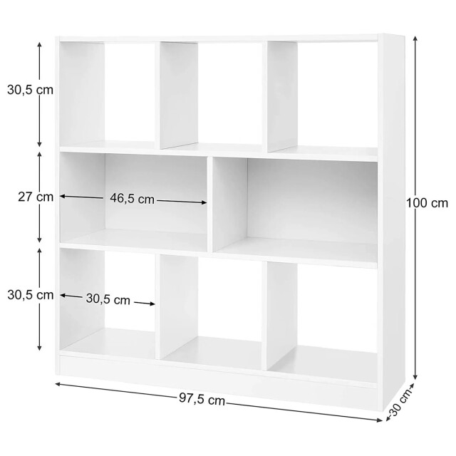 CaliCosy Witte boekenkast met 8 open opbergvakken l97,5 x h100 cm 2931931 large