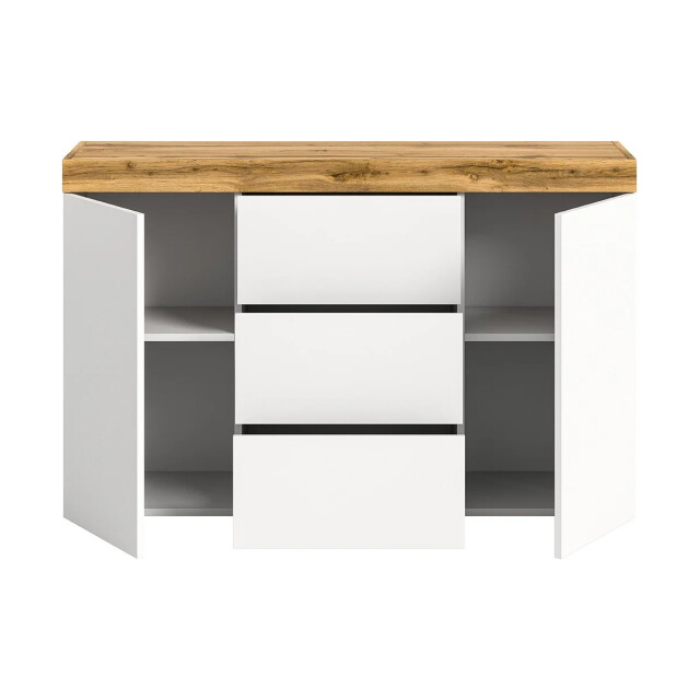 CaliCosy Eiken wit en wotan 2-deurs en 3-lades dressoir, l125 cm malibu 2951205 large