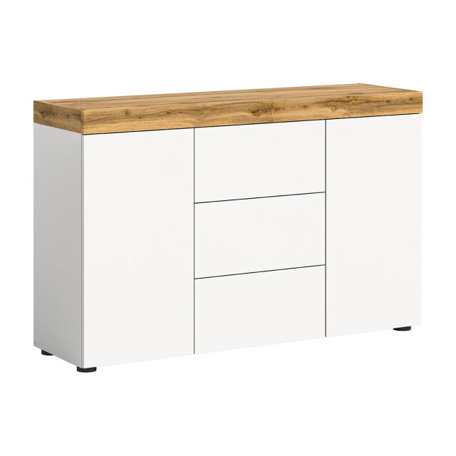 CaliCosy Eiken wit en wotan 2-deurs en 3-lades dressoir, l125 cm malibu 2951205 large