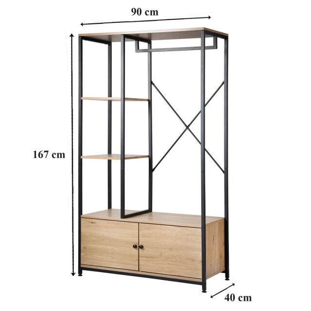 CaliCosy 2-deurs kledingkast met legplanken en opbergruimte h167 cm 2930192 large