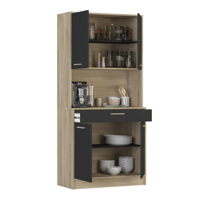 CaliCosy Buffet hoog 4 deuren 1 lade, eiken en zwart decor l83 x h176 cm dolce 2931892 large