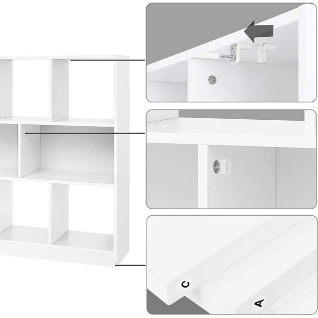 CaliCosy Witte boekenkast met 8 open opbergvakken l97,5 x h100 cm 2931931 large
