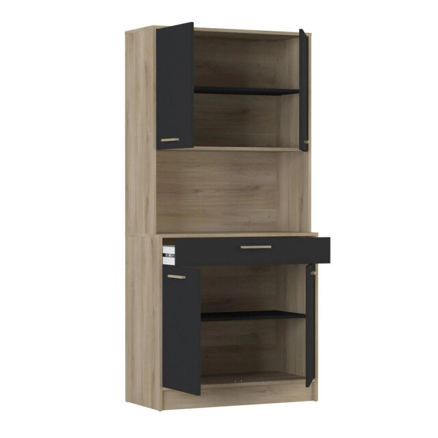 CaliCosy Buffet hoog 4 deuren 1 lade, eiken en zwart decor l83 x h176 cm dolce 2931892 large
