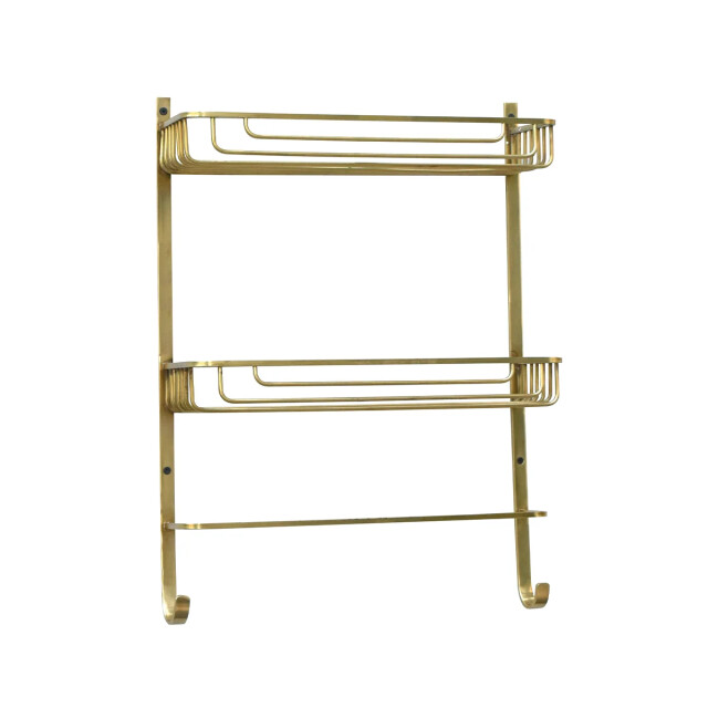 Signature Wandplank met 2 niveaus en handdoekhouder van verguld messing l42 x h56cm 2929352 large
