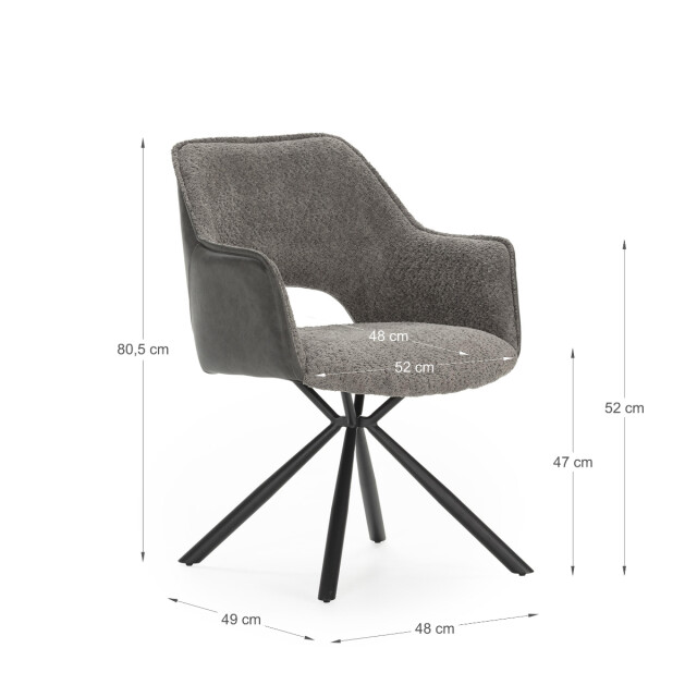 CaliCosy Set van 2 fauteuils in stof met zwarte metalen poten l62 cm mariel 3078805 large