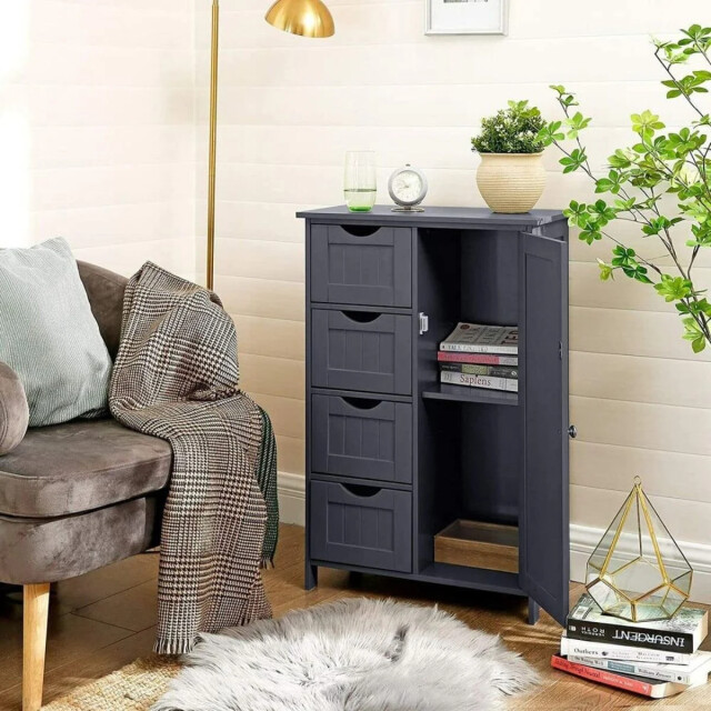 CaliCosy Kleine ladekast met 4 laden en 1 deur donkerblauw l55 cm 2930332 large