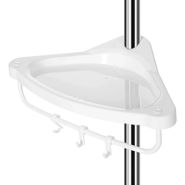 CaliCosy Hoekdoucherek met telescopische stang, 4 planken, 3 haken en 1 handdoekhouder - 2929413 large