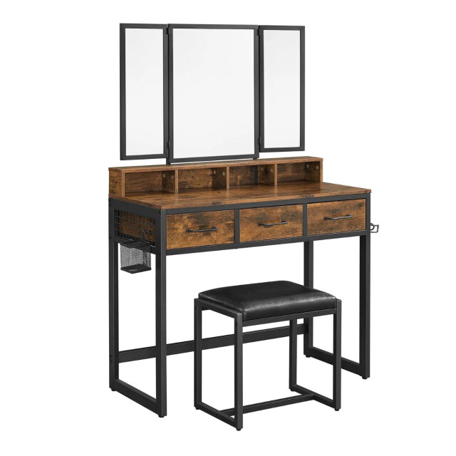 CaliCosy Make-upconsole met spiegel, opbergruimte en krukje l90 cm 2930213 large