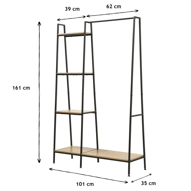CaliCosy Garderobekast 1 lage plank met 4 planken h160cm lexie 2929793 large