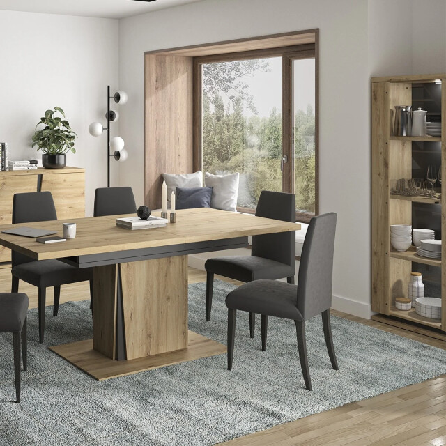 CaliCosy Samenstelling dressoir met 2 deuren met verlichting, met uitschuifbare eettafel 2930675 large
