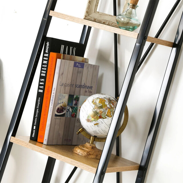 CaliCosy Boekenplank met 4 tiers industriële houtenlook en metaal meubels h148 cm - 2929334 large