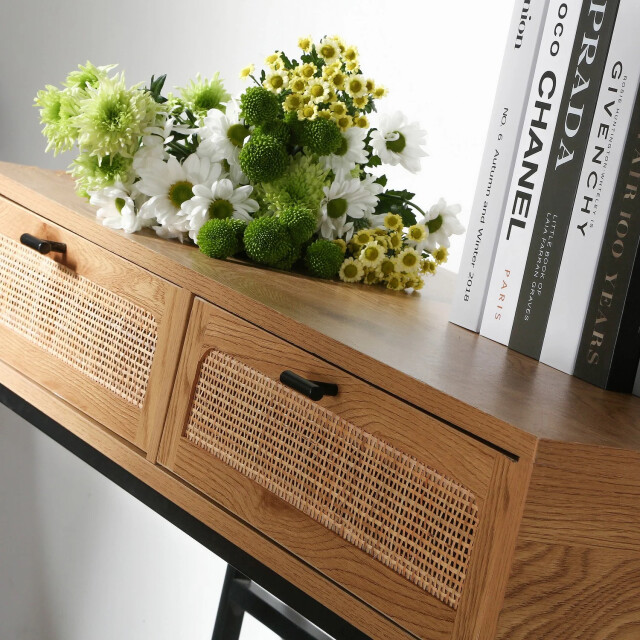 CaliCosy 2 laden console met vlechtwerk l100cm 2929853 large