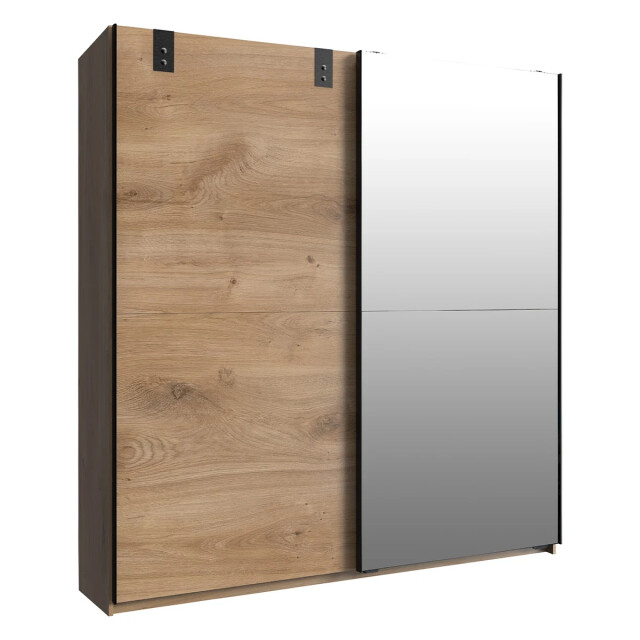 CaliCosy Kledingkast 2 schuifdeuren 1 spiegeldeur + 1 eiken deur l180 cm 2930653 large