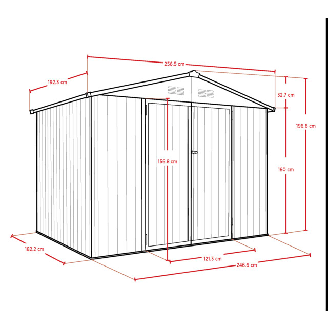 Spacemaker Gereedschapsschuur metaal 182x247x197 cm - 3169347 large